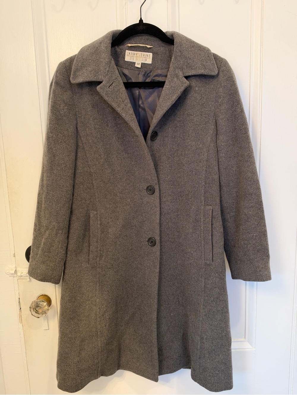 Larry Levine Women's Gray Wool Cashmere Single-Breasted Coat